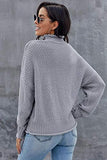 1 x RAW Customer Returns Sweezarmo Elegant Sweater for Women Loose Pullover High Neck Casual Solid Color Top M Medium Gray - RRP €37.3