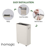 1 x RAW Customer Returns IHOMAGIC Laundry Hamper with Wheels 40L - Slim Foldable Laundry Hamper, Standing Rectangular Laundry Hamper, Slim Laundry Buckets for Hotel, Family Storage Beige  - RRP €23.29