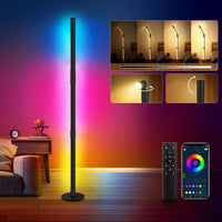 1 x RAW Customer Returns LED floor lamp, RGBIC floor lamp living room dimmable with reading lamp, 128 cm removable 360 rotatable floor lamp black, floor lamp LED with app, 58 scene modes, music mode living room gaming room decoration - RRP €52.99