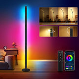 1 x RAW Customer Returns LED floor lamp, RGBIC floor lamp living room dimmable with reading lamp, 128 cm removable 360 rotatable floor lamp black, floor lamp LED with app, 58 scene modes, music mode living room gaming room decoration - RRP €49.99