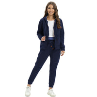 1 x RAW Customer Returns amropi Women s Tracksuit Fleece Hooded Jacket and Pants Winter Set L,Navy - RRP €51.99