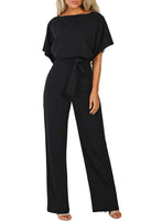 1 x RAW Customer Returns Cegerne Women s Elegant Jumpsuit Overall Trouser Suit Playsuit Romper Festive Summer O-Neck, Black02, M - RRP €46.38