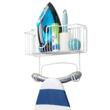 1 x RAW Customer Returns mDesign ironing board holder for wall mounting ironing board storage with shelf for irons co. compact wall mount for the laundry room made of stainless steel white - RRP €25.44