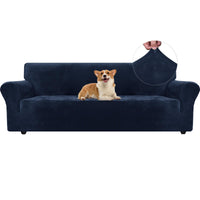 1 x RAW Customer Returns Ystyle Velvet Sofa Cover, 4 Seater Sofa Cover with Armrests, Cat Scratch Resistant Sofa Cover, Stretch Sofa Covers, Universal Summer Sofa Cover Washable Non-Slip, Dark Blue - RRP €45.99