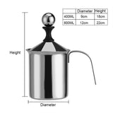 1 x RAW Customer Returns Fdit Manual Milk Frother, Hand-held Stainless Steel Milk Frothing Jugs, Cappuccino Frother with Double Mesh Coffee 400ml  - RRP €21.13