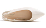 1 x RAW Customer Returns Feversole Slingback first-class women s ballerina with evening shoes summer shoes white elastic strap 39 EU - RRP €29.99