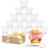 7 x Brand New YINVA Mini Dessert Cups 50 Pieces Plastic Dessert Cups 50 Plastic Spoons Reusable Small Trapezoidal Dessert Cups 70ml Weddings Parties - RRP €91.7