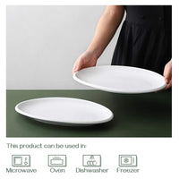 1 x RAW Customer Returns DOWAN Serving Plate, Set of 2 Oval Plates, Large Ceramic Dinnerware, Party Tableware, Baking Trays for Turkey Meat, Fish, Appetizers, Appetizers, Desserts, White - RRP €36.99