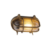 1 x RAW Customer Returns Qazqa - Industrial I Vintage I Outdoor wall and outdoor ceiling light I Ceiling lamp I Lamp I Light gold I Brass I Brass oval IP44 - Noutica I Outdoor lighting - Aluminum Oval - LED suitable E27 - RRP €27.18