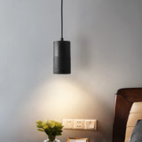 1 x RAW Customer Returns ouglres Black Concrete Pendant Light, Single-Bulb Height-Adjustable Hanging Lamp, Wooden Pendant Light, Modern, Gu10-5W Warm White Dining Table Lamp,  Living Room, Bedroom, Bedside Table, Bar, Gu10 - RRP €35.84