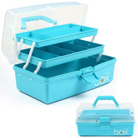 1 x RAW Customer Returns Creahaus 30.5cm 3-shelf multi-purpose storage box, sorting box, organizer box, craft box, sewing box, medicine box, toolbox, fishing case with 2 shelves blue  - RRP €24.19