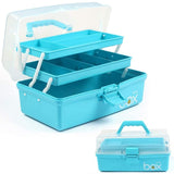 1 x RAW Customer Returns Creahaus 30.5cm 3-shelf multi-purpose storage box, sorting box, organizer box, craft box, sewing box, medicine box, toolbox, fishing case with 2 shelves blue  - RRP €24.19