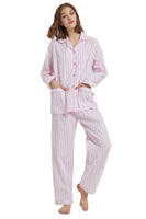 1 x RAW Customer Returns GLOBAL Women s Pajamas Cotton Women s Pyjama Set Long Women s Two-Piece Nightwear Comfortable Loungewear Buttoned Top Pants Drawstring Pink Stripes XL - RRP €33.78