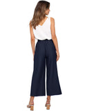 1 x RAW Customer Returns FANCYINN women 2 piece crop pants set with wide leg wide strap V-neck tank high waist cropped paper bag pants with belt white top and sea blue pants XS - RRP €31.98