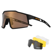 1 x RAW Customer Returns KAPVOE Polarized cycling glasses with 4 interchangeable lenses TR90 frame for men women sports cycling MTB sports sunglasses cycling glasses sports glasses driving fishing baseball running brown black 04 - RRP €34.55