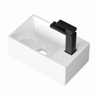 1 x RAW Customer Returns KES washbasin countertop washbasin wash bowl guest toilet ceramic hand wash basin bathroom for vanity unit 30.8 x 18.3 x 11.4 CM white, BWS100R - RRP €68.99