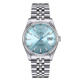 1 x RAW Customer Returns CADISEN Automatic Watch Men Mechanical Automatic Watch Sapphire Glass and Stainless Steel Bracelet Watch 8053 Light blue  - RRP €121.0