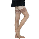 1 x Brand New GOCBOBO Women s Hold-Up Stockings with Non-Slip Silicone Lace Top Sexy Transparent Oily Silk High Socks 8 DEN Brown - RRP €22.8