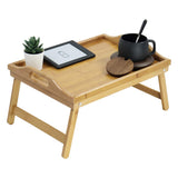 1 x RAW Customer Returns KKTONER Bed Tray Serving Tray Breakfast Tray Bamboo with Folding Feet Bedside Table - RRP €19.99