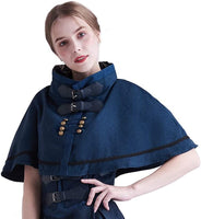 1 x Brand New FAD-4U Lolita Dress Cape Set Steampunk Ladies Embroidered JSK Dress Blue Cape, One Size  - RRP €41.54