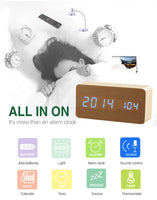 1 x RAW Customer Returns LySuyeo Wooden Digital Alarm Clock with Wireless Charging Station, 5W Fast Wireless Charger for iPhone Samsung Galaxy, Digital Alarm Clock Without Ticking, Alarm Clock for Bedroom Home Office Bamboo  - RRP €23.99