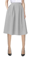 1 x RAW Customer Returns Women s Flared A line Pleated Flared Midi Skirt S, Light Grey  - RRP €28.21