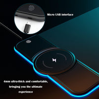 1 x RAW Customer Returns Mouse pad XXL RGB, gaming mouse pad LED, large mouse pad 800x300 with wireless charger, gaming mat with Qi charging station for cell phone headphones and more, intelligent adjustment 10W 7.5W 5W black  - RRP €36.28