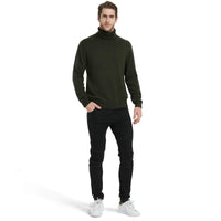 1 x RAW Customer Returns Kallspin Men s Turtleneck Wool Blend Pullover Sweater Green, 4XL  - RRP €42.99