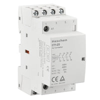 1 x RAW Customer Returns Heschen Household AC Contactor, CT1-25, 4 Pole Four Normally Open, AC 220V 240V Coil Voltage, 35mm DIN Rail Mounting - RRP €18.18