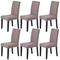 1 x RAW Customer Returns Veakii 6 Pieces Universal Chair Covers with Backrest, Washable Removable, Seat Cover, Very Easy to Clean and Durable, Modern Dining Room, Hotel, Restaurant Decor 6 Pieces, Milk  - RRP €24.99