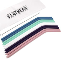 2 x RAW Customer Returns Flathead Straight Reusable Silicone Straws Set of 10 - Compatible with a 20-Ounce Tumbler - Comes with a Straw Brush for Cleaning - RRP €19.6