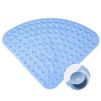 1 x RAW Customer Returns Shower mats shower non-slip, anti-slip mat, antibacterial, anti-mold, quarter circle, corner area, bathtub mats bath mat with suction cups for bathtub shower 54 cm x 54 cm, blue  - RRP €18.14