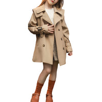 1 x RAW Customer Returns amropi Girl s Trench Coat with Belt Half Sleeve Jacket Khaki-2,10-13 years  - RRP €37.79