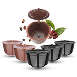 1 x RAW Customer Returns Pack of 6 reusable coffee capsules for DOLCE GUSTO coffee machine, HAILASRE coffee capsules reusable coffee pods filter for DolceGusto coffee machine, 3 black 3 brown - RRP €20.4