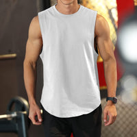 1 x RAW Customer Returns Men s Sports Tank Top Vest Workout Bodybuilding Workout Gym T Shirts Cotton Neckline Sleeveless Muscle T Shirt 203 White L - RRP €24.0