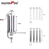 1 x RAW Customer Returns MASTER FENG Sausage Filler, Manual Stainless Steel DIY Sausage Maker Vertical Meat Filling Kitchen Machine Packaged 8 Size Professional Filling Tubes 5LBS 3L Vertical  - RRP €76.63