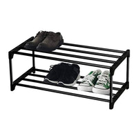 1 x RAW Customer Returns Shoe rack 2 levels, small, can hold 6 pairs of shoes, shoe rack, storage, organizer, anti-rust coating, suitable for dormitory, rental house, balcony, black - RRP €18.52