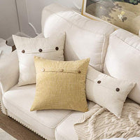 1 x RAW Customer Returns MIULEE cushion cover, decorative cushion cover, linen look with buttons, cushion covers, decorative cushion, sofa cushion, decorative cushion for sofa, bedroom, living room, set of 2, 60 x 60 cm, cream white - RRP €22.99