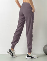 1 x RAW Customer Returns TOPLAZA Women s Joggers Sports Trousers Pleated High Waist with Pockets, Purple, M - RRP €25.12