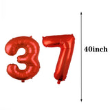 2 x Brand New 37th Birthday Balloons, 37th Birthday Red, 37 Balloons, Party Supplies, Number 37, Mylar Balloons, Latex Balloons, Gifts for Girls, Boys, Women, Men - RRP €38.4