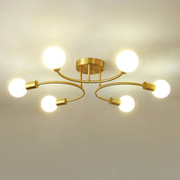 1 x RAW Customer Returns niuniaj Ceiling Lamp Vintage 6 Bulbs Sputnik Industrial Ceiling Lamp Retro Chandelier, Compatible with E27 LED, CFL and Edison Lamp, Ceiling Lamp Chandelier for Living Room Dining Room Kitchen Gold  - RRP €51.99