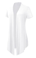 1 x RAW Customer Returns Women s Short Sleeve Draped Soft Cardigan Solid Lightweight Cardigan XL, White  - RRP €22.87