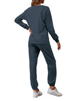 1 x RAW Customer Returns REORIA Women s Tracksuit Long Sleeve Crew Neck Plain Two Piece Outfit Hoodie Jogger Tracksuit Set Sweatshirt Jogging Bottoms Navy XXL - RRP €33.26