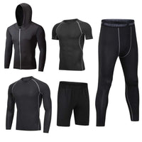 1 x RAW Customer Returns HZQIFEI Men 5 Piece Sports Suits Clothing Set Hooded Jacket Short Long Sleeve Compression Shirts Compression Pants Shorts Style 5, XXL  - RRP €39.99