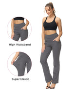 3 x Brand New ALONG FIT Cuttable Bootcut Yoga Pants High Waist Women s Flare Yoga Pants with Pockets Opaque Bootleg Pants Elegant Jogging Pants Stretchy Fitness Leggings Sports Pants with Tummy Control Gray XL - RRP €90.72