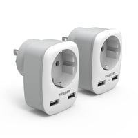 1 x RAW Customer Returns TESSAN 2 Pack Travel Adapter USA Adapter America Germany Plug with 2 USB 2.4A, Socket Adapter Travel Plug Power Adapter for Canada Thailand Mexico Wall Charger Charging Station, Adapter USA - RRP €26.54