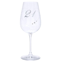 1 x Brand New Maturi 21st birthday wine glass with engraved heart and rhinestone details - RRP €22.8