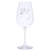 1 x Brand New Maturi 21st birthday wine glass with engraved heart and rhinestone details - RRP €22.8