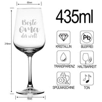 1 x RAW Customer Returns Grandma wine glass with saying Best Grandma in the World , gift for grandma for birthday Mother s Day Thanksgiving, red wine glasses white wine glasses grandmothers gifts from grandson and granddaughter for grandma  - RRP €16.86