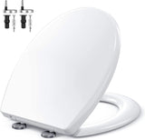 1 x RAW Customer Returns MUJIUSHI Toilet Seat, Soft Close Toilet Seats with Non-Slip Seat Bumpers and Metal Screws, Fits Standard Round Toilet, Quick Release, No Slamme, White - O Shape - RRP €36.98